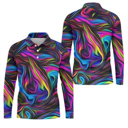 Neon Abstract Swirl Hawaiian Golf Shirt, Men's Golf Shirt, Polo Shirts For Men SH818