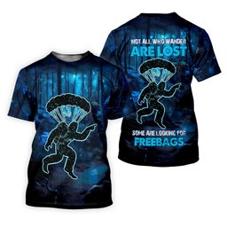 Not All Who Wander Are Lost Some Are Looking For Freebags Funny Bigfoot Skydiving Shirt, Women Skydive Apparel SH818