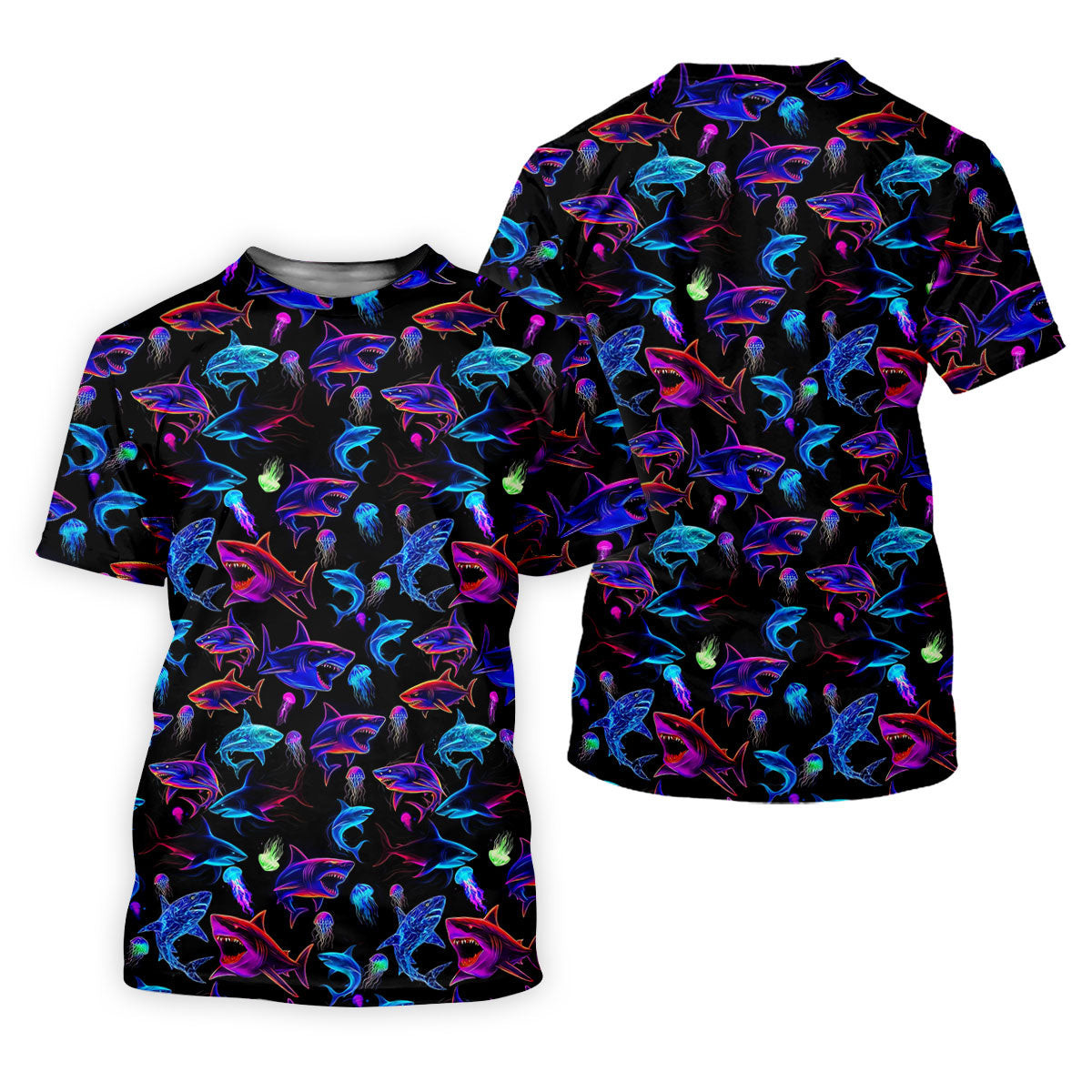 Neon Shark Funny Golf Shirt, Golf Tops For Men, Polo Shirts For Men, Golf Shirts For Men SH818