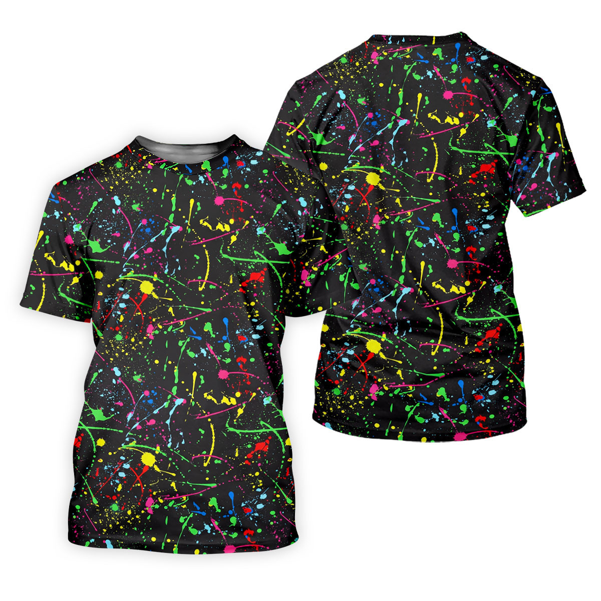 Neon Paint Splatter Pattern Golf Shirt, Women's Golf Shirt, Hawaiian Golf Shirt, Golf Polo For Women SH818