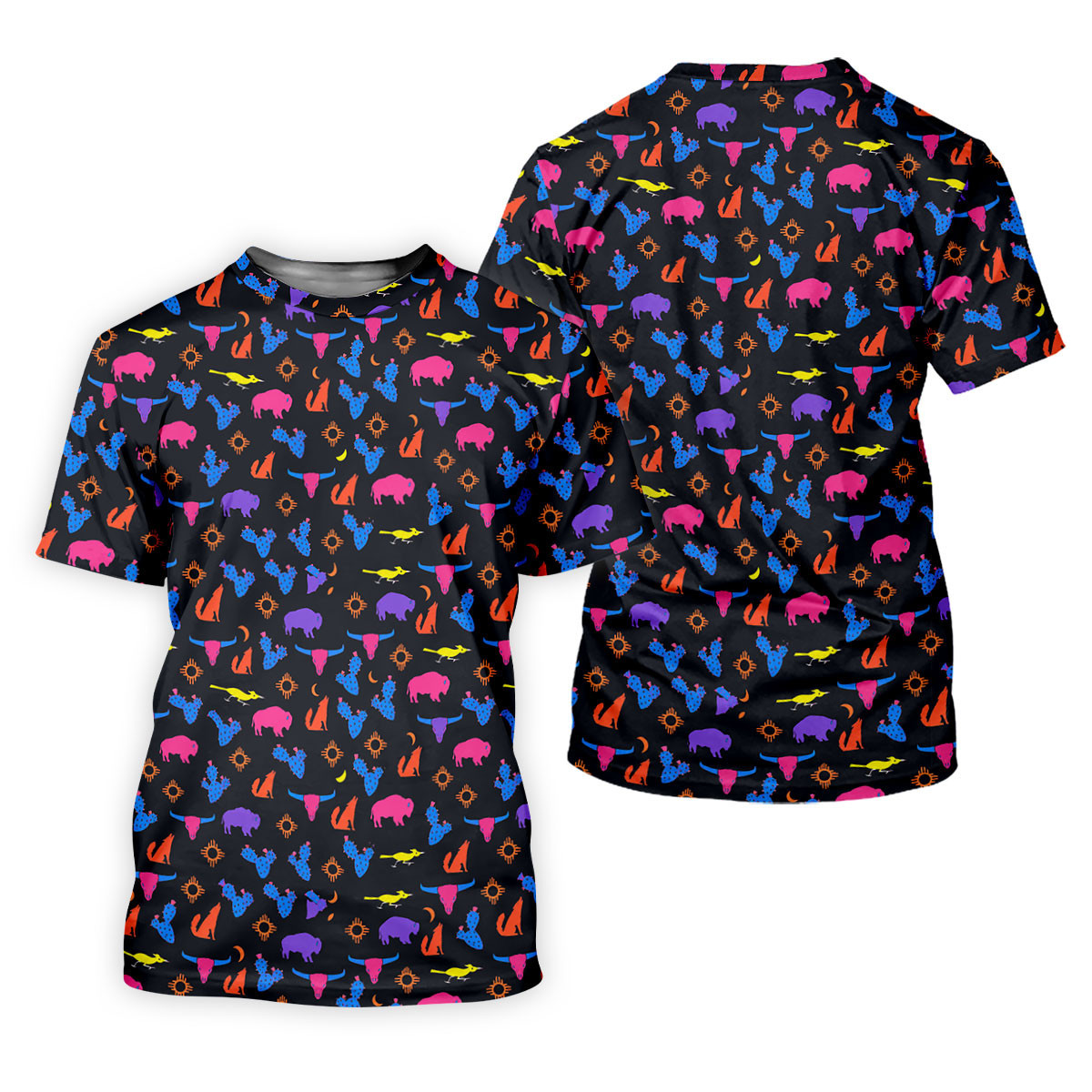 Neon Desert Cactus Buffalo Hawaiian Golf Shirt, Golf Polo For Women, Printed Golf Shirt SH818