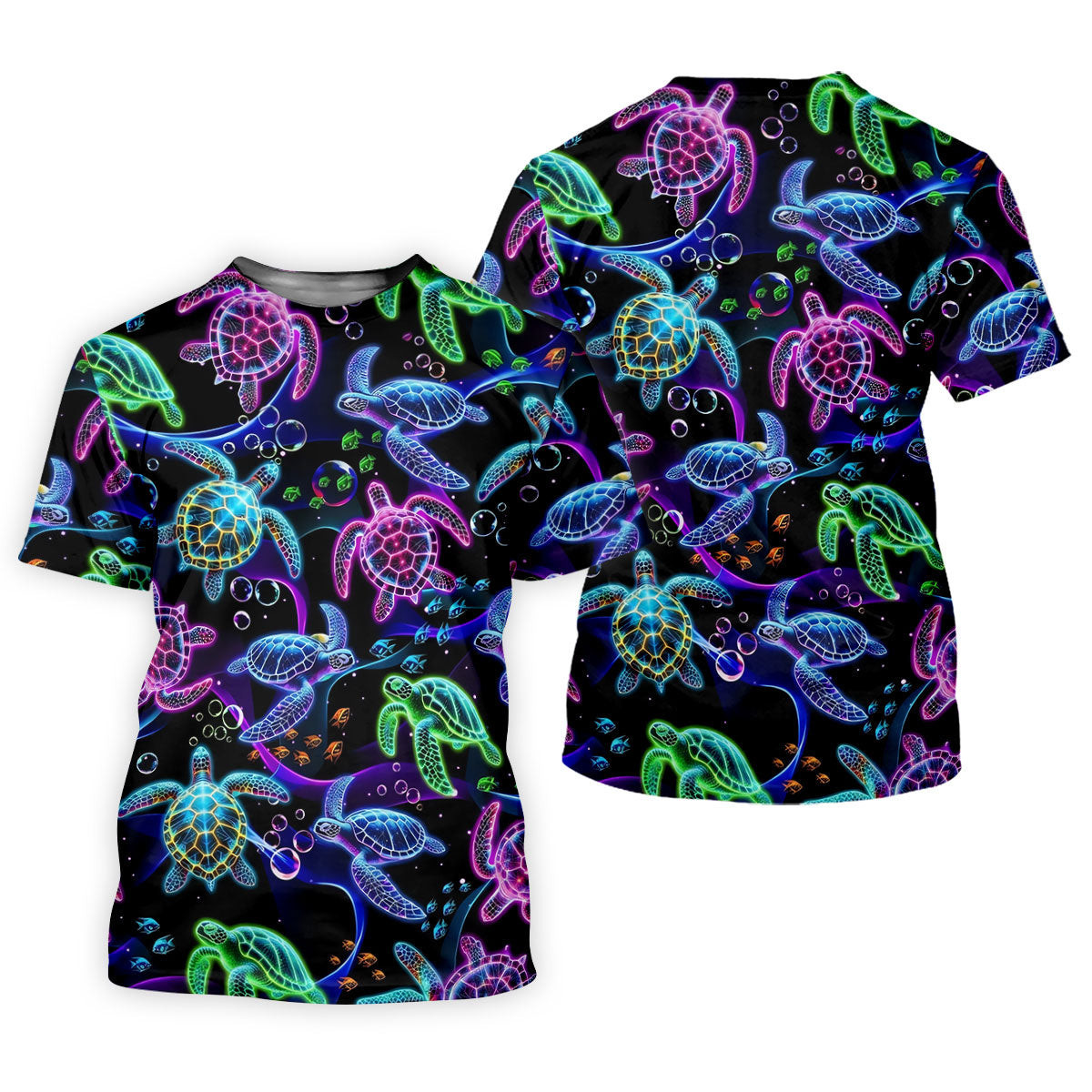 Neon Sea Turtle Ocean Pattern Hawaiian Golf Polo Shirt, Women's Golf Polo, Ladies Golf Shirts SH818