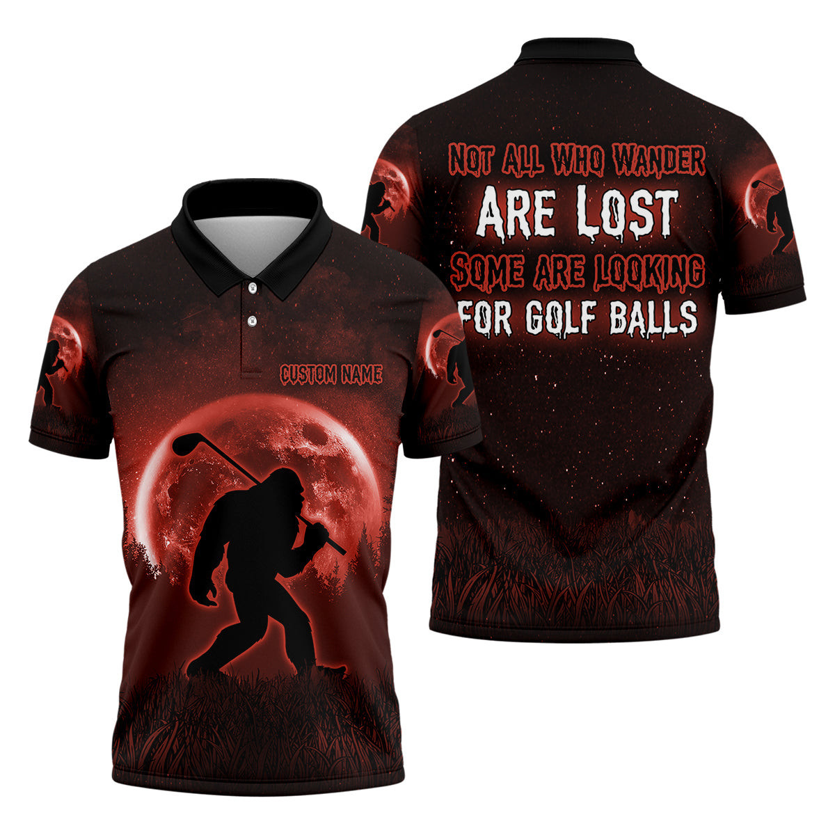 Not All Who Wander Are Lost Bigfoot Golf Polo Shirt, Mens Golf Gift, Funny Golf Shirt SH818