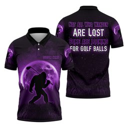Not All Who Wander Are Lost Bigfoot Golf Polo Shirt, Mens Golf Gift, Funny Golf Shirt SH818