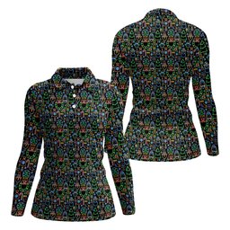 Neon Christmas Retro Style Women's Golf Tops, Christmas Golf Shirt, Ladies Golf Polos, Golf Gift For Ladies SH818
