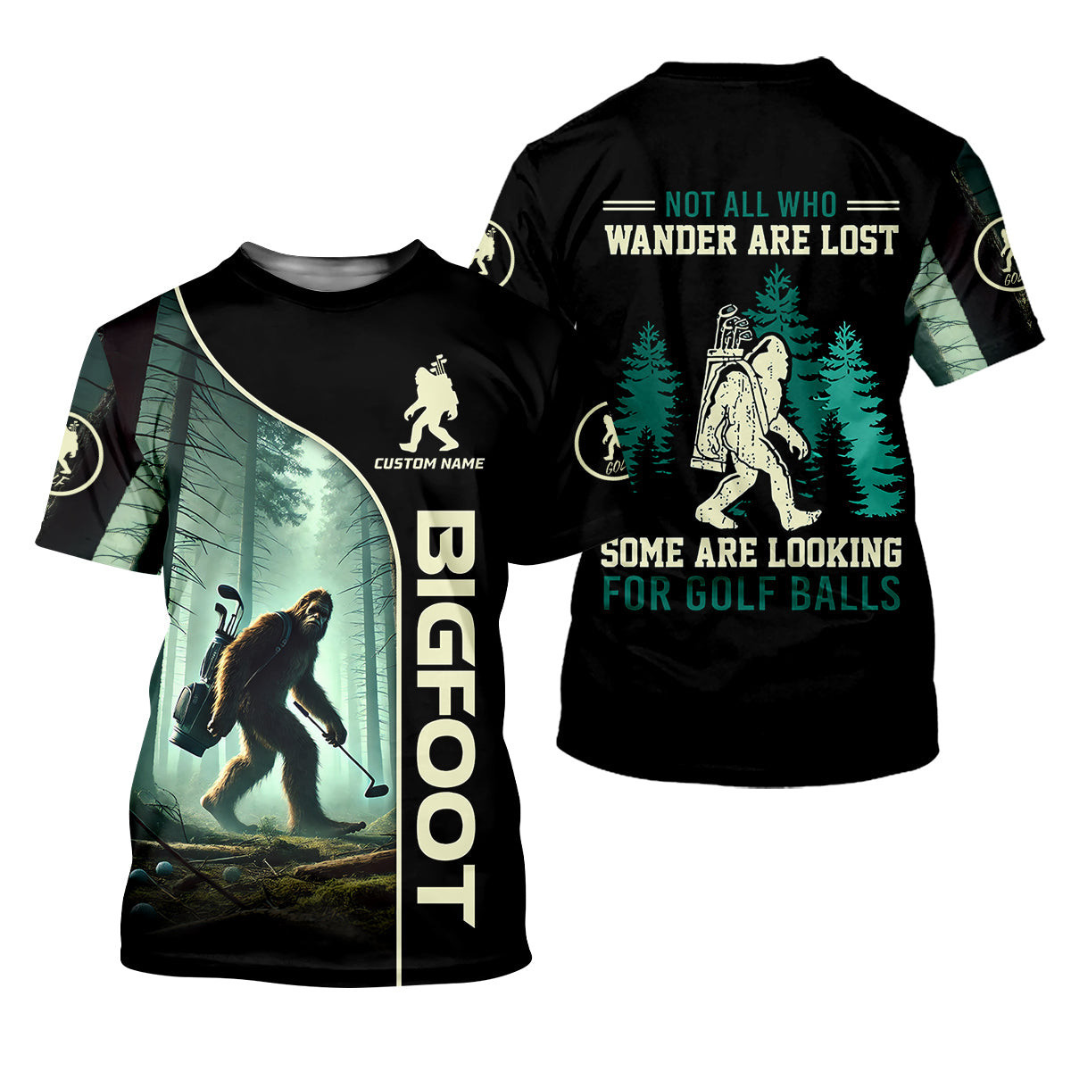 Not All Who Wander Are Lost Custom Men's Golf Polo Shirt, Funny Bigfoot Golf Shirt, Dad Golf Gift SH818