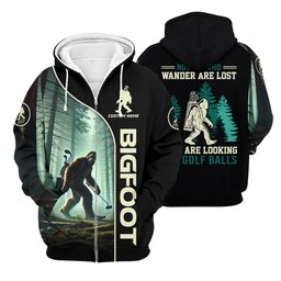 Not All Who Wander Are Lost Custom Men's Golf Polo Shirt, Funny Bigfoot Golf Shirt, Dad Golf Gift SH818