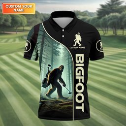 Not All Who Wander Are Lost Custom Men's Golf Polo Shirt, Funny Bigfoot Golf Shirt, Dad Golf Gift SH818