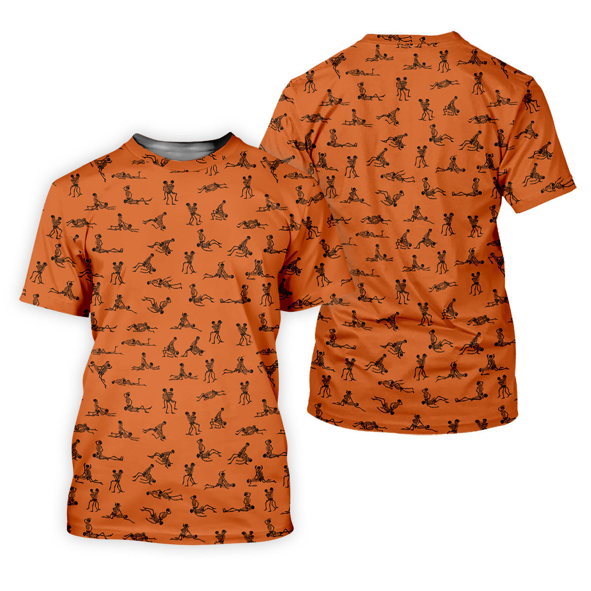 Orange And White Funny Skeleton Couple Golf Shirt, Halloween Gift Idea, Ladies Golf Shirts SH818