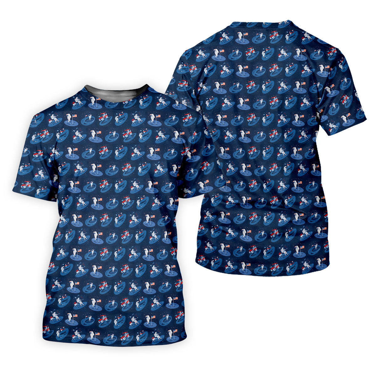 One Small Putt For Man Astronaut Golf US Flag Women's Golf Tops, Ladies Golf Shirt SH818