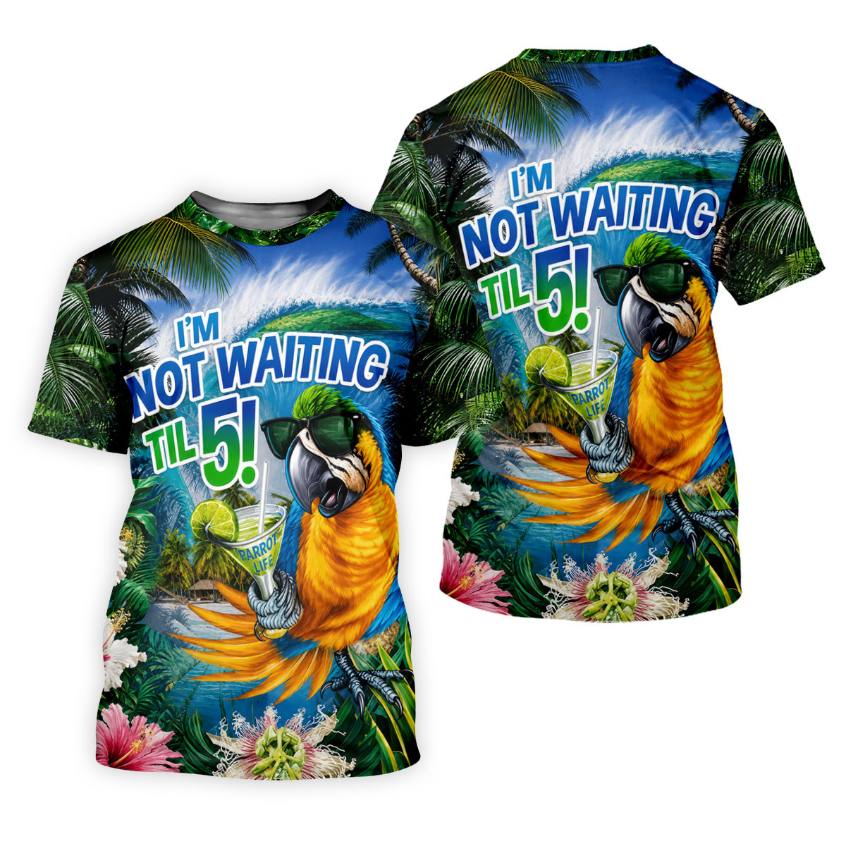 Parrot Life Not Waiting Til 5 Tropical Golf Shirt, Golf Tops For Women, Women's Golf Apparel, Printed Golf Shirt SH818