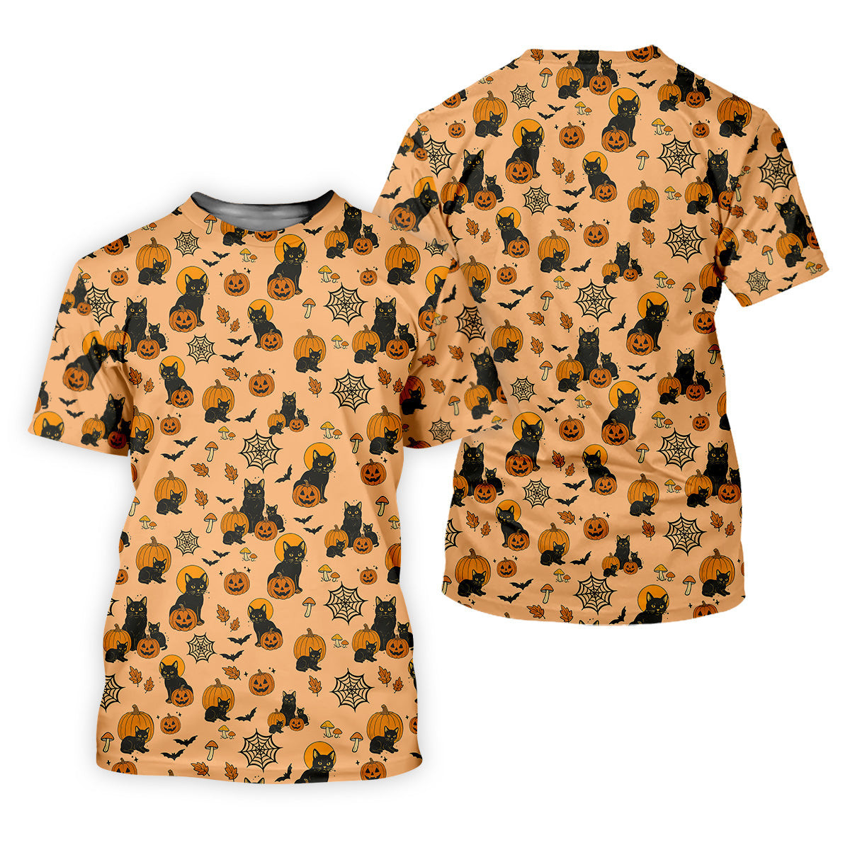 Black Cat Pumpkin Halloween Golf Shirt, Orange Golf Shirt, Mens Golf Polo Shirts, Golfing Apparel SH818
