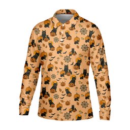 Black Cat Pumpkin Halloween Golf Shirt, Orange Golf Shirt, Mens Golf Polo Shirts, Golfing Apparel SH818
