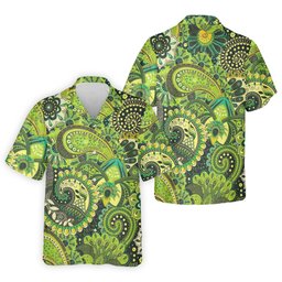 Paisley Print Green Golf Shirt, Golf Tops For Men, Polo Shirts For Men, Golf Shirts For Men SH818