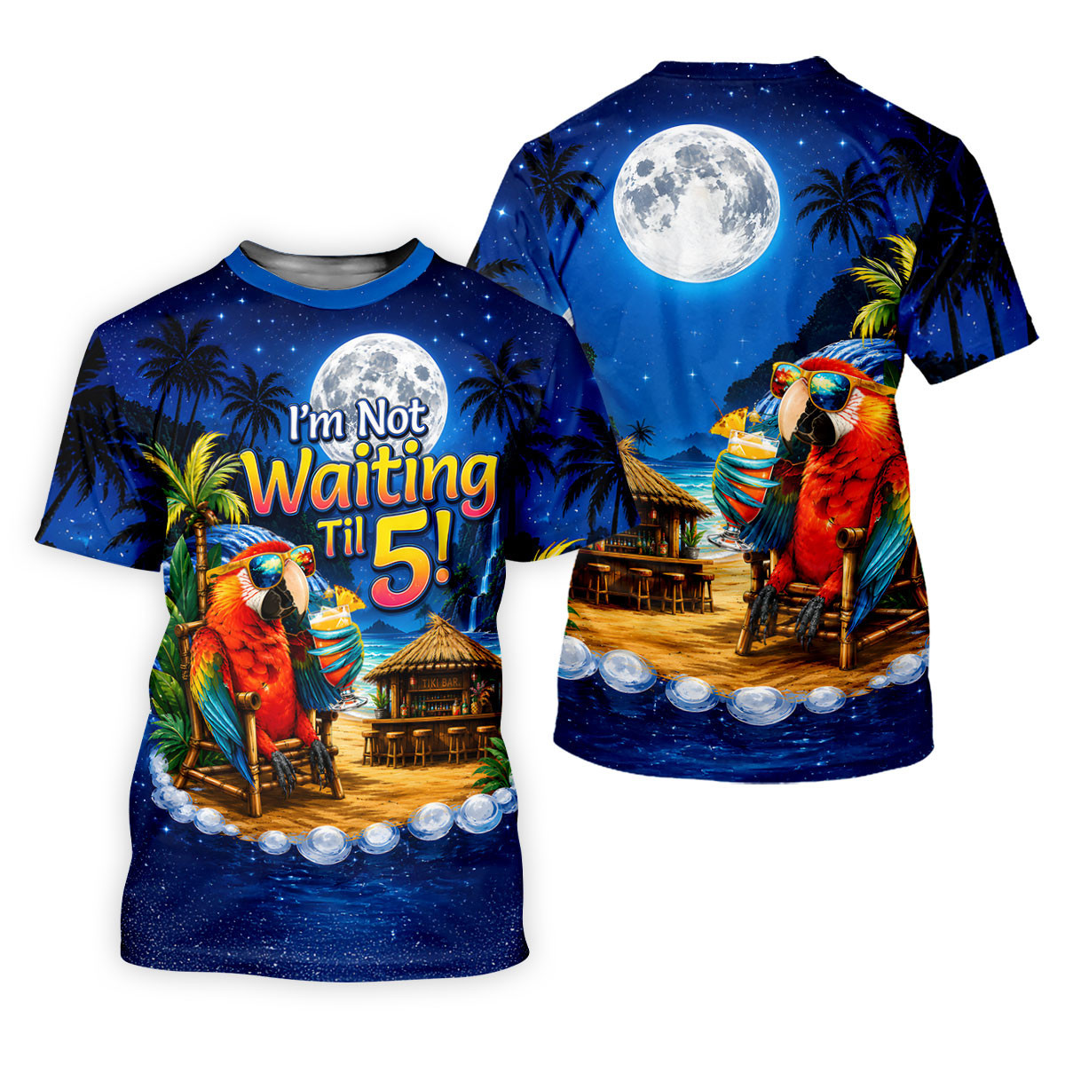 Parrot Drinking Cocktail Tiki Bar Not Waiting Til 5 Golf Shirt, Women's Golf Polo, Golf Tops For Women, Printed Golf Shirt SH818