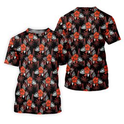 Orange Hibiscus Black Hawaiian Golf Shirt, Summer Vibe Golf Shirts For Men SH818