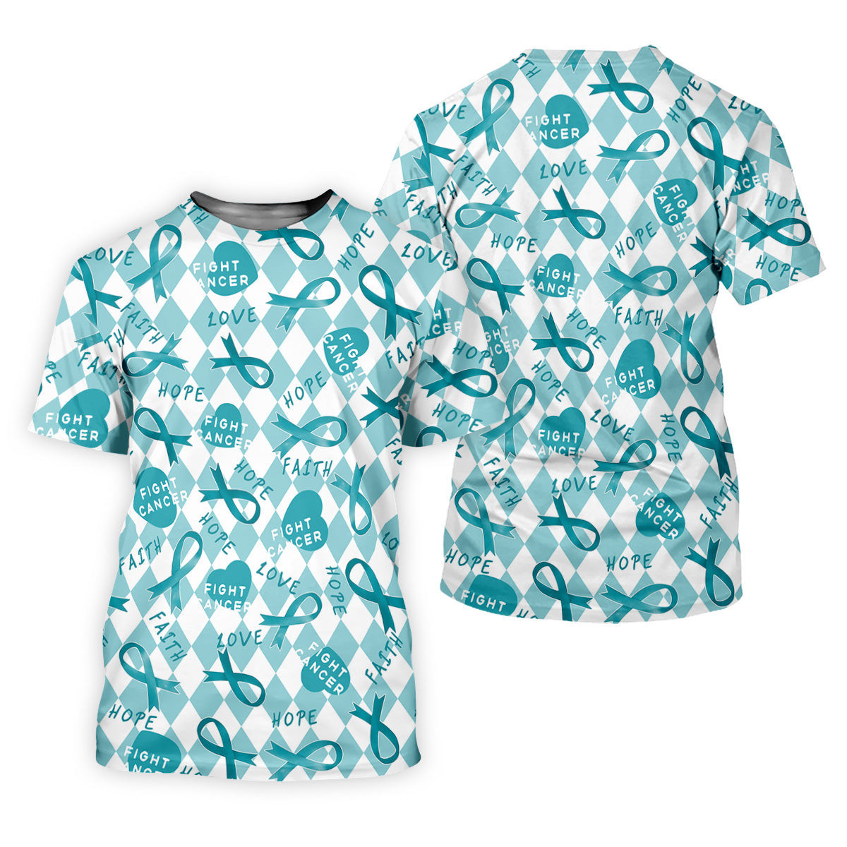 Ovarian Cancer Awareness Teal Ribbon Golf Tops For Men, Cancer Awareness Shirt, Golfing Apparel SH818