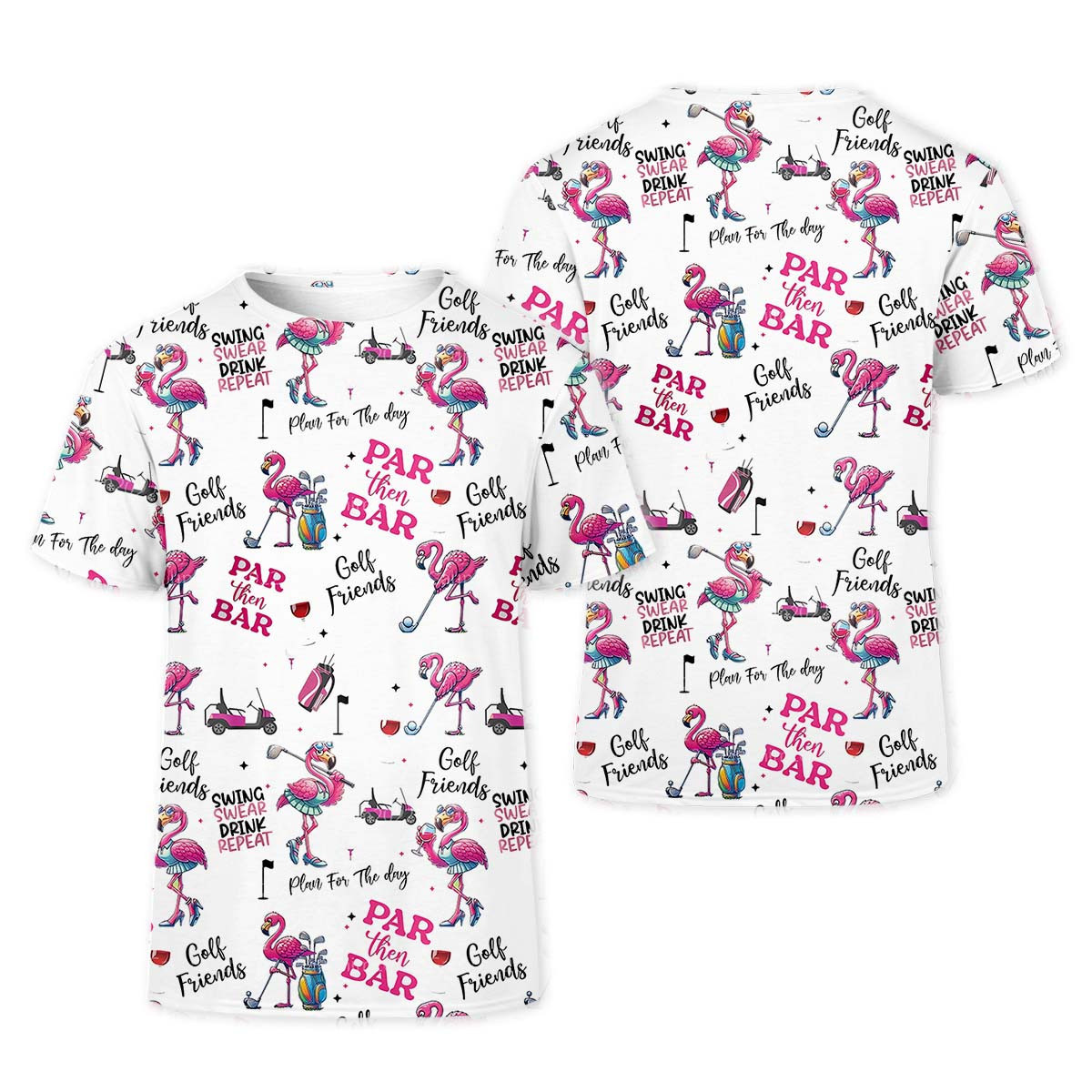 Par Then Bar Flamingo Funny Ladies Golf Polo Shirt, Custom Funny Golf Shirt SH818
