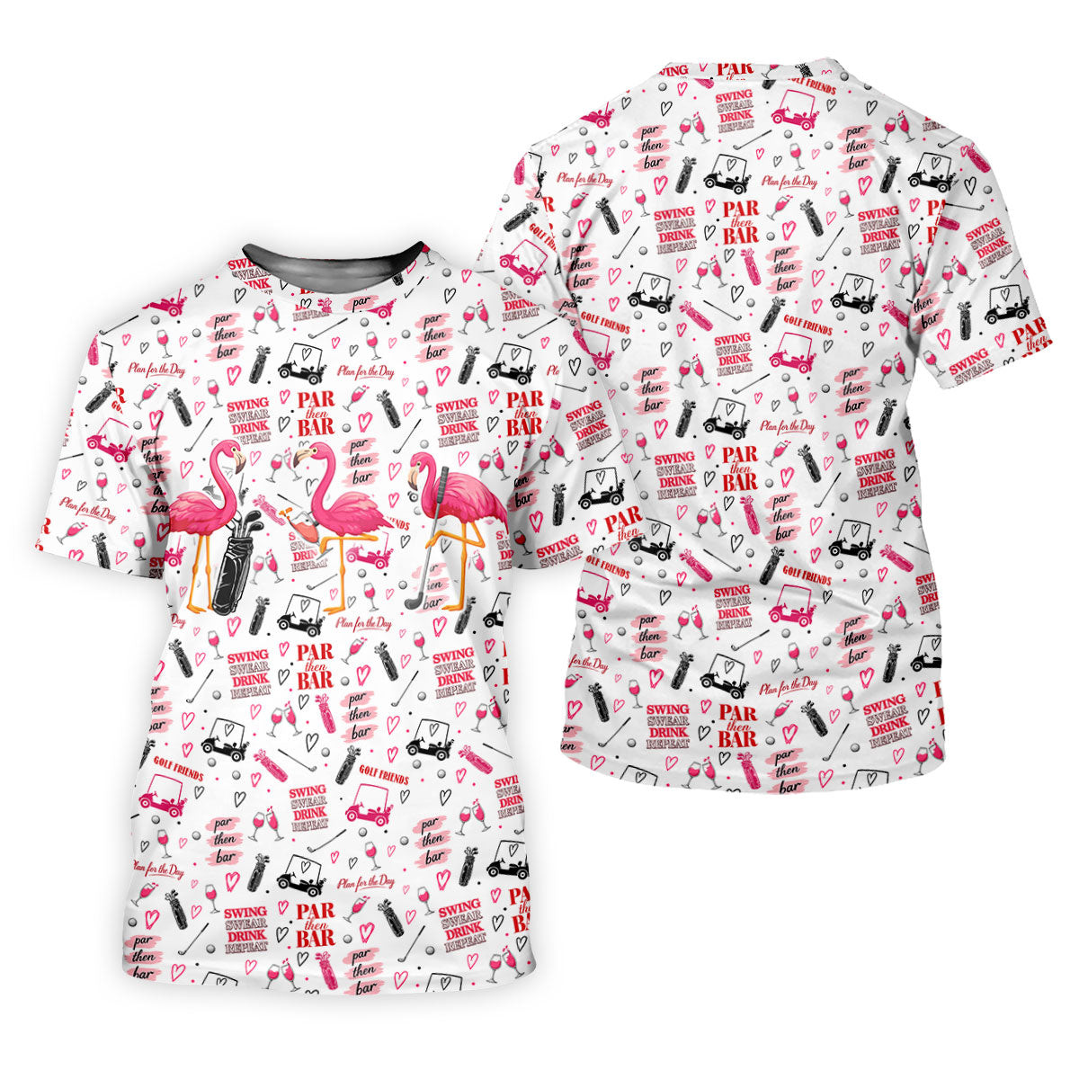 Par Then Bar Flamingo Golf Shirt, Tropical Party Polo Shirts For Men, Golf Shirts For Men SH818