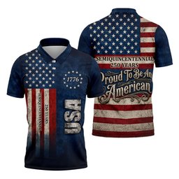 Patriotic American Flag Men's Golf Shirt, 4th Of July Golf Shirt SH818