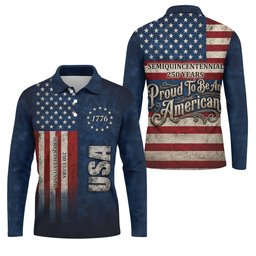 Patriotic American Flag Men's Golf Shirt, 4th Of July Golf Shirt SH818