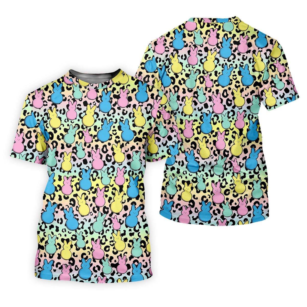 Pastel Easter Bunny Leopard Print Polo Shirt, Mens Golf Apparel, Hawaiian Golf Shirt, Printed Golf Shirts SH818