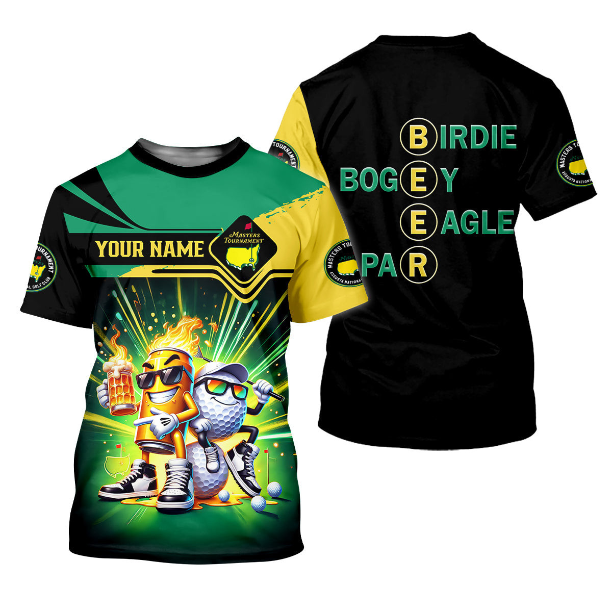 Par Eagle Birdie Bogey Golf & Beer Custom Men's Golf Polo Shirt, Golf Tournament Shirt, Funny Golf Polos SH818