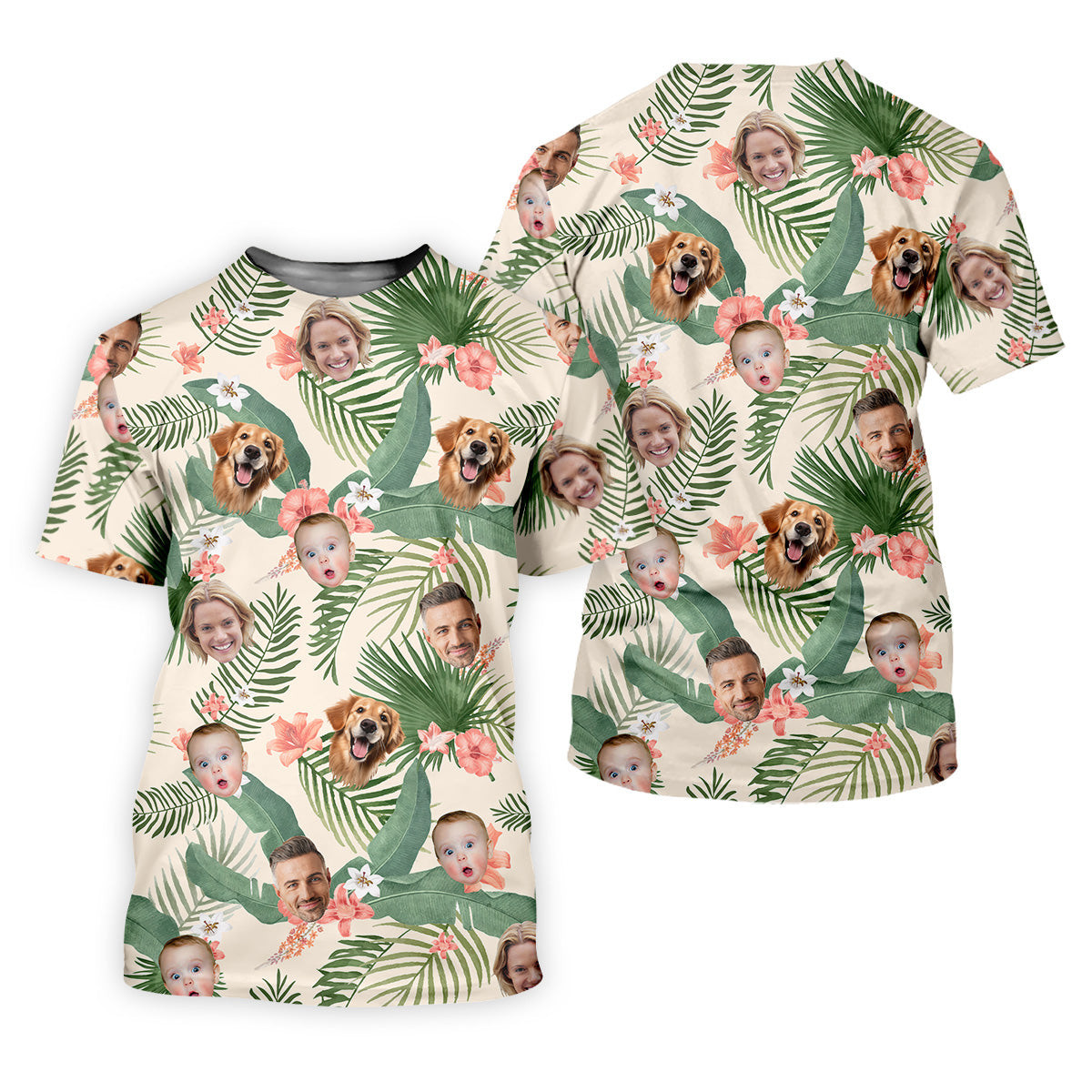 Palm Leaf Pattern, Hibiscus Shirt, Hawaiian Golf Shirts, Custom Face Shirt, Ladies Golf Shirts SH818