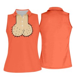 Orange Funny Dickhead Faux Chest Golf Shirt, Ladies Golf Shirts, Golf Polo For Women SH818