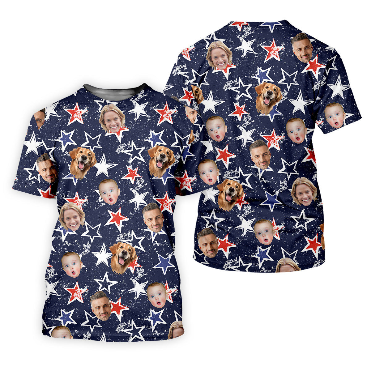Patriotic USA Custom Shirts With Faces, USA Golf Polo, Men's Golf Polo Shirt, Men's 4th Of July Shirts SH818