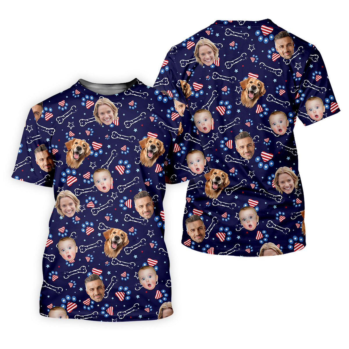 USA Custom Shirts With Faces, Men's Golf Polo Shirt, Men's 4th Of July Shirts, USA Golf Shirt SH818