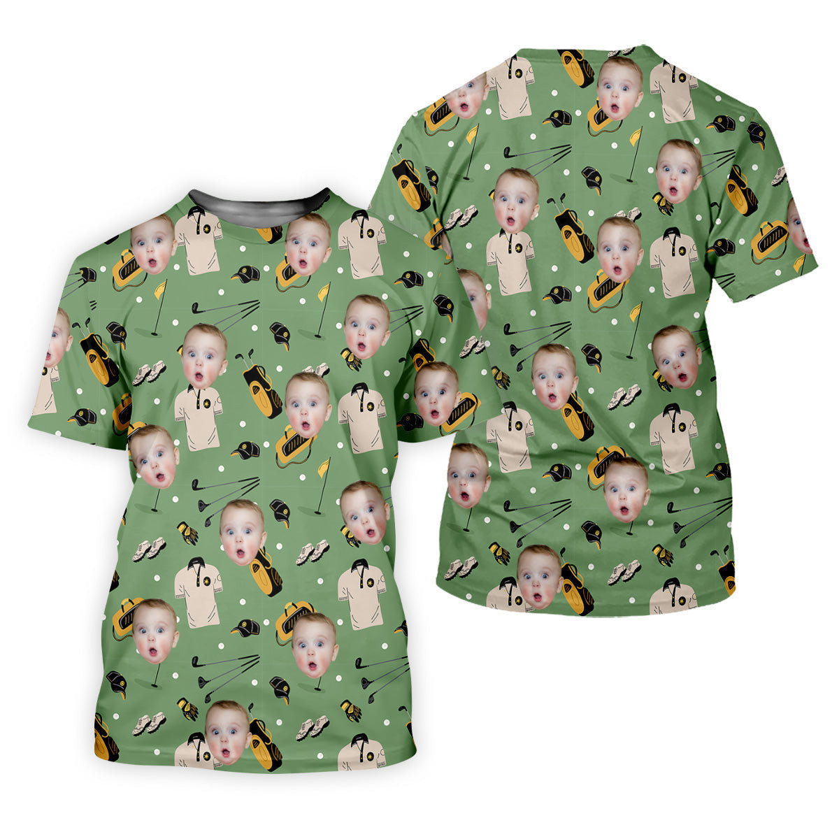 Custom Shirt With Kids Photo, Funny Golf Shirt, Christmas Golf Gift, Gifts For The Golfing Dad SH818