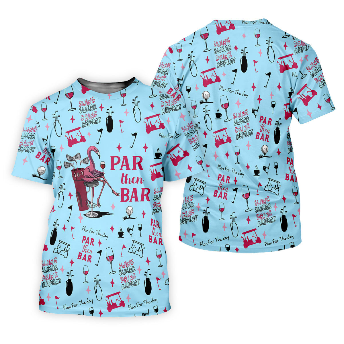 Pink And Blue Par Then Bar Flamingo Golf Shirt, Fun Golf Shirts For Men, Polo For Men, Golfing Apparel SH818
