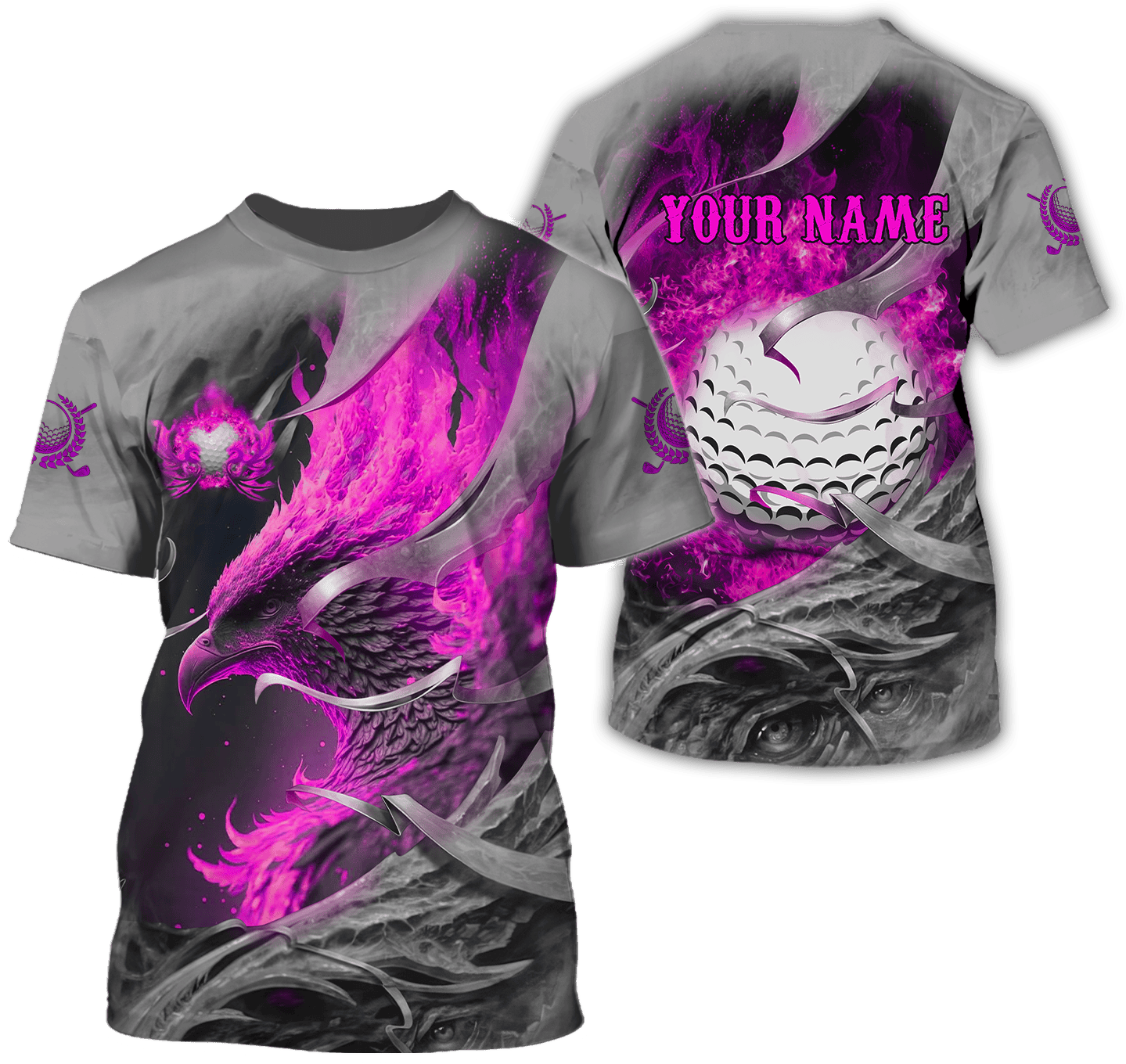 Pink Phoenix Custom Golf Polo Shirt, Golf Apparel, Golf Gift For Men SH818