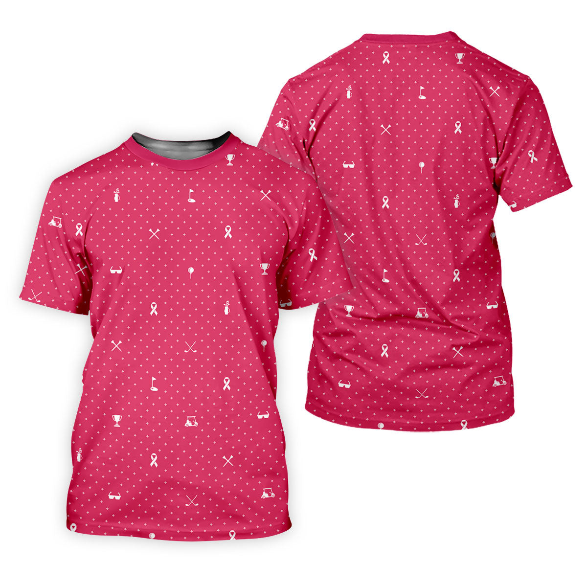 Pink Ribbon Golf Pattern Breast Cancer Polo Shirt, Golf Polo For Women, Ladies Golf Shirts SH818
