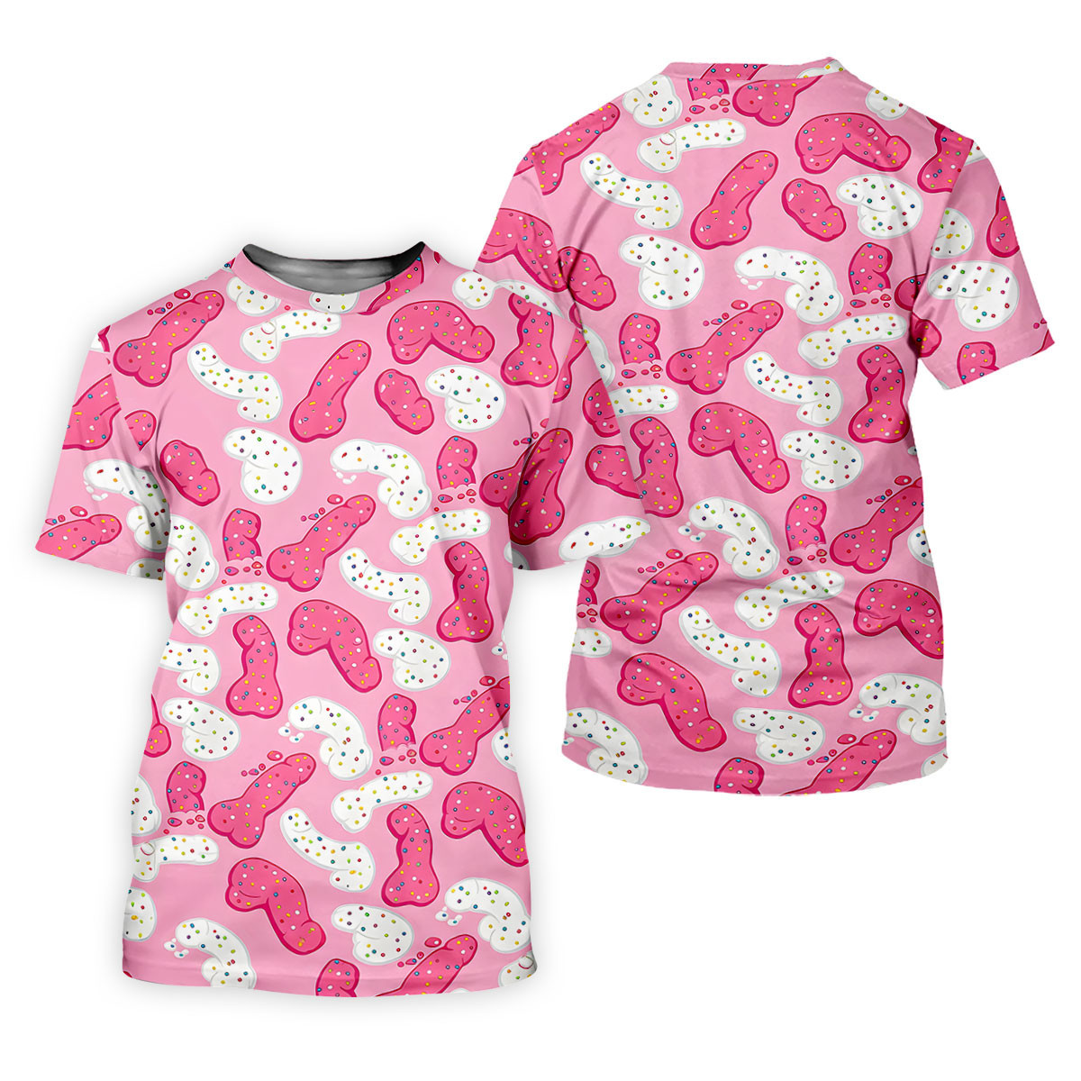 Pink Frosted Cookie Adult Novelty Golf Shirt, Polo Shirts For Men, Golf Apparel For Men SH818