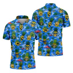 Pineapple Skull Golf Shirt, Tropical Island Volcano Pattern, Golf Shirt For Men SH818