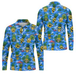 Pineapple Skull Golf Shirt, Tropical Island Volcano Pattern, Golf Shirt For Men SH818
