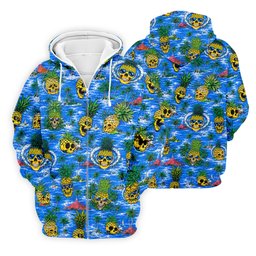 Pineapple Skull Golf Shirt, Tropical Island Volcano Pattern, Golf Shirt For Men SH818