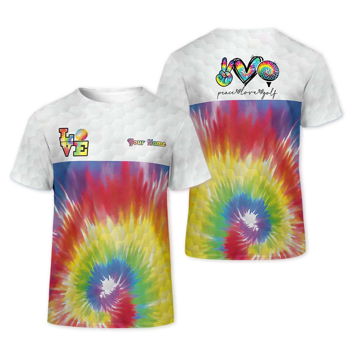 Peace Love Golf Tie Dye Sleeve Polos Womens, Custom Ladies Golf Shirt SH818