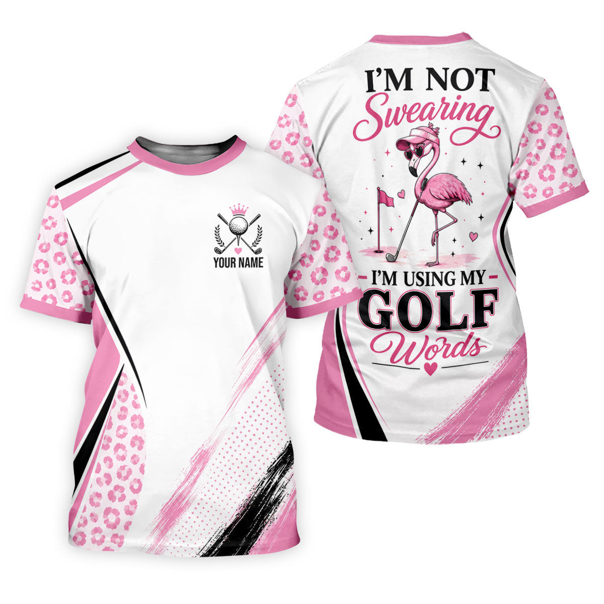 Personalized Pink Golf Crest Polo Shirt, Golf Polo Shirts For Men, Mens Golf Apparel SH818