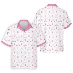 Pink Ribbon Golf Clubs Breast Cancer Polo Shirt, Golf Shirts For Men, Mens Golf Apparel SH818