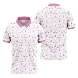Pink Ribbon Golf Clubs Breast Cancer Polo Shirt, Golf Shirts For Men, Mens Golf Apparel SH818