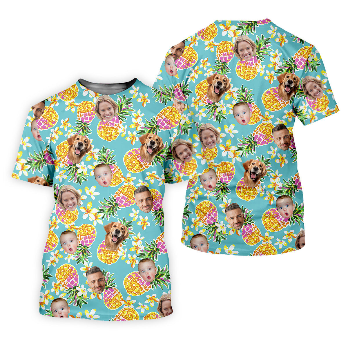 Pineapple Golf Shirts, Floral Seamless Pattern, Mens Hawaiian Golf Shirts, Custom Face Shirt, Best Golf Gifts Men SH818