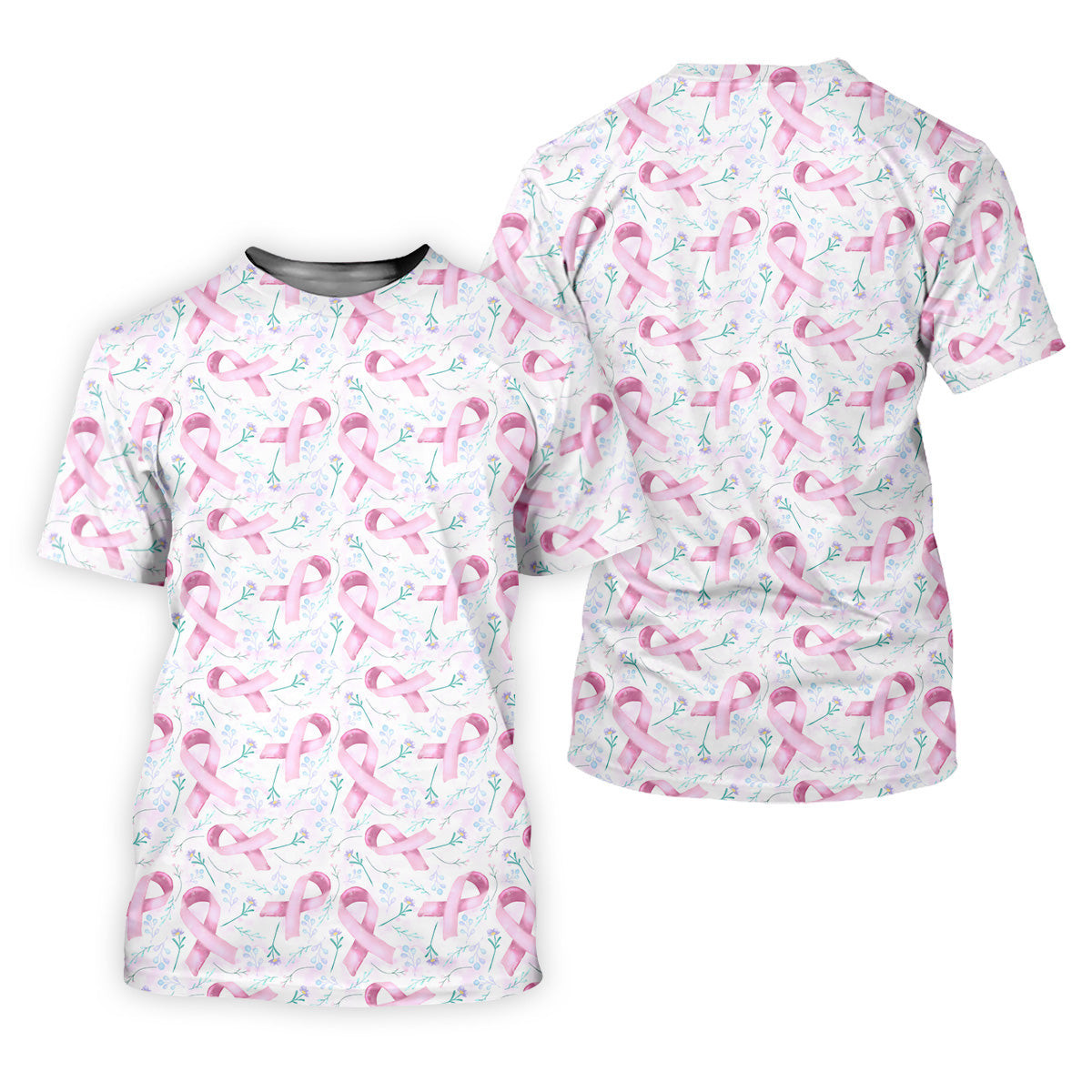 Pink Floral Breast Cancer Golf Shirt, Women's Long Sleeve Golf Shirts, Ladies Golf Shirts SH818