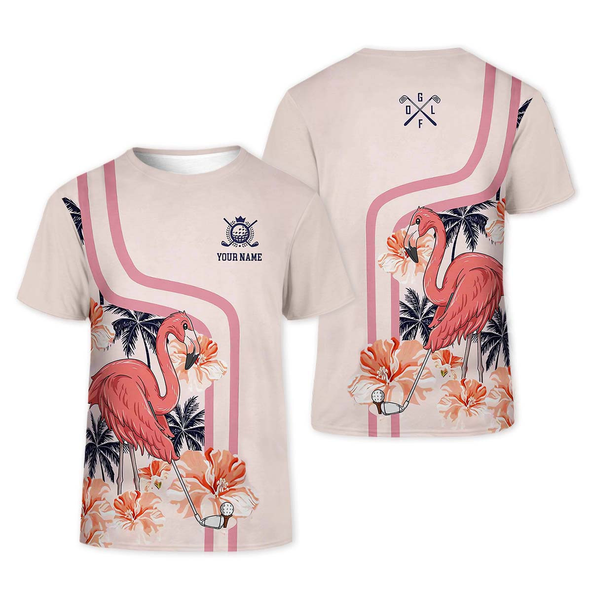 Pink Flamingo Womens Golf Polo Shirt, Custom Ladies Golf Shirt SH818