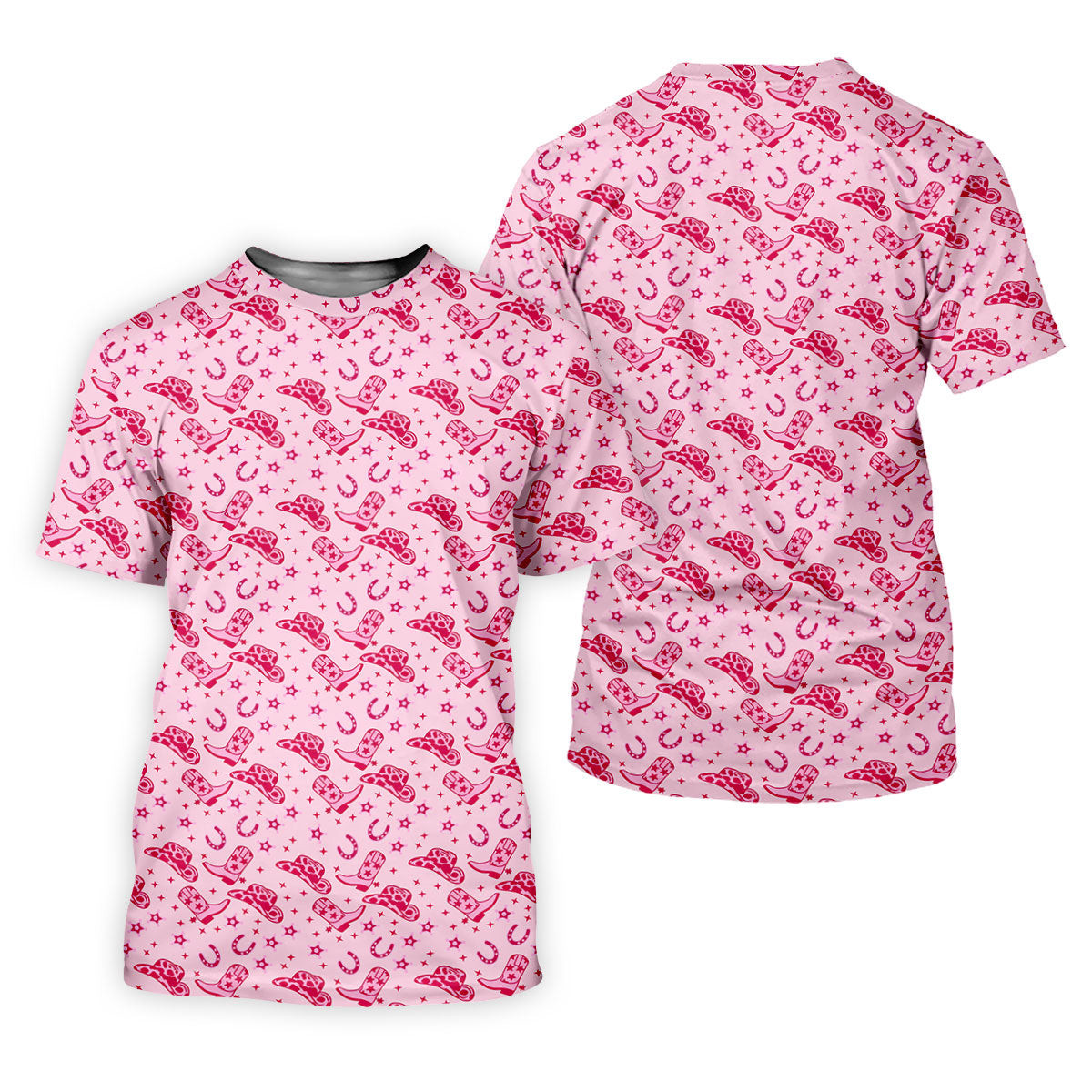 Pink Cowgirl Boots Hat Pattern Hawaiian Golf Shirt, Golf Polo Shirts For Men, Mens Golf Apparel SH818