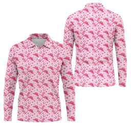 Pink Cowgirl Boots Hat Pattern Hawaiian Golf Shirt, Golf Polo Shirts For Men, Mens Golf Apparel SH818