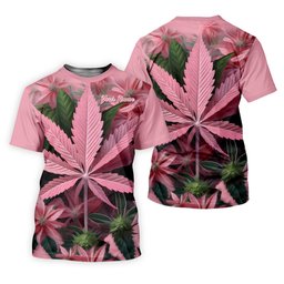Pink Marijuana Leaf Men's Golf Shirt, Funny Weed Golf Shirt, Custom Mens Golf Shirt SH818