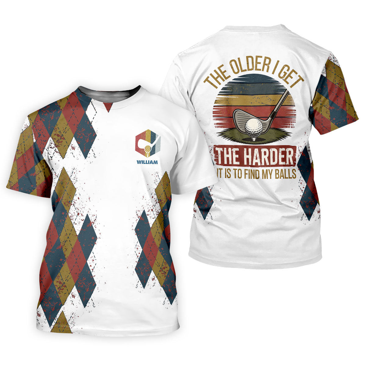 Personalized Vintage Argyle Golf Polo Shirt, Ladies Golf Shirts, Performance Golf Shirt SH818